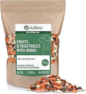 AniForte Barf Dog Food Mix, Fruit & Vegetables with herbs 1 kg for Dogs, Natural Raw Diet Food Supplement, Gluten and Grain Free without Artificial Additives